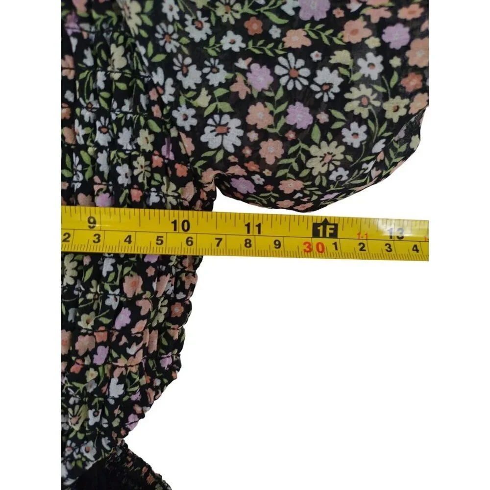 Art Class Girls Floral Ruffle Puff Sleeve Polyester Dress XS 4/5 T NWT.
